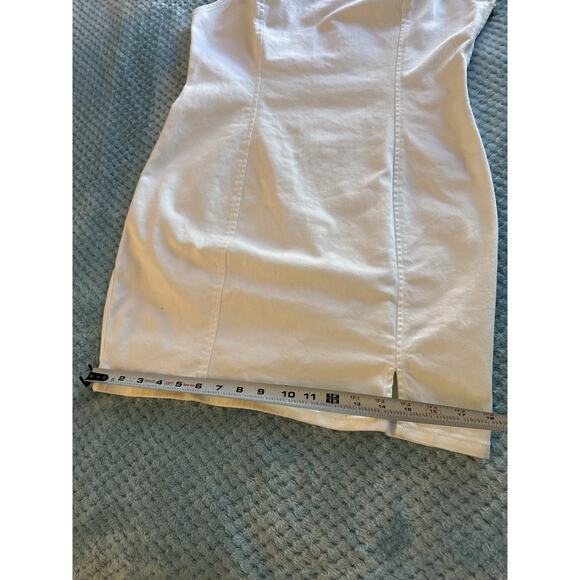 H&M White Denim Mini Dress Bachelorette Bridal Wedding Women's Large Tank Top - Picture 9 of 10
